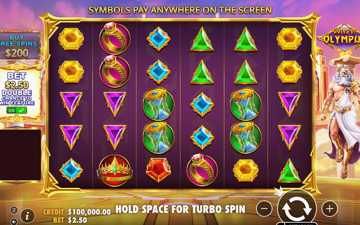 Basspelets 6x5-rutnät med scatter-symboler och Multiplier Orbs